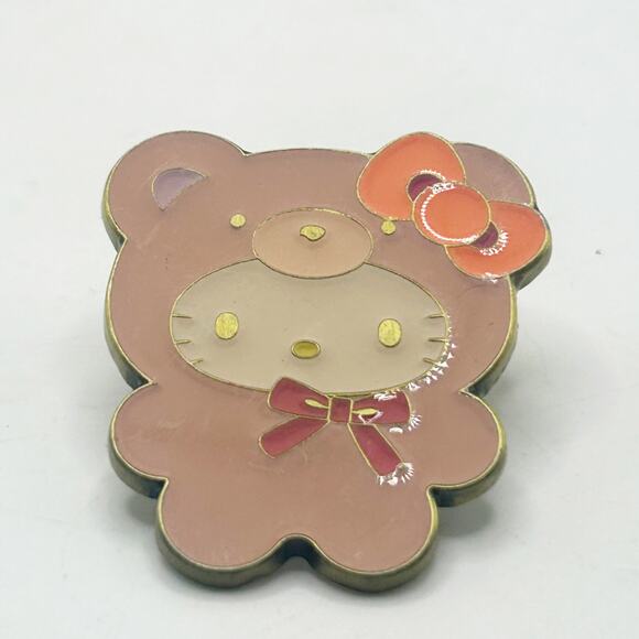 Hello Kitty and Friends Sanrio Mystery Enamel Pin Latte Pink Bear Costume EUC - Picture 1 of 3